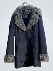 Dorothy Perkins Black Faux Fur Trimmed Coat