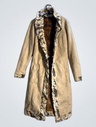 Saks Woman Faux Suede Fur Lined Coat