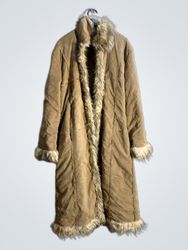 Yishadun Faux Fur Trimmed Long Coat