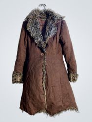 Mimi Brown Faux Fur Trimmed Coat
