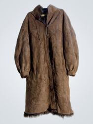 Brown Suede Shearling Coat