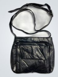 Visconti Black Leather Crossbody Bag