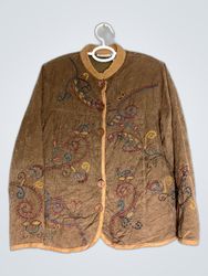 Brown Embroidered Cotton Jacket