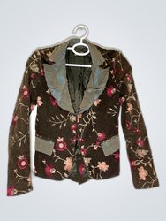 Lino Cose Floral Embroidered Corduroy Blazer