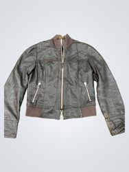 SITTELLI Brown Leather Bomber Jacket