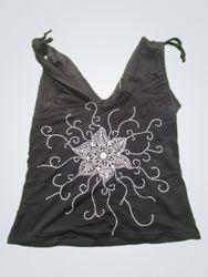 Lindex Black Tank Top with Embellished Front