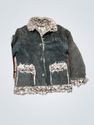 Klave Gray Suede Jacket with Fur Trim
