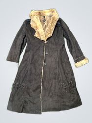 K Suede Fur Trim Coat