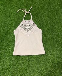 White Crochet Halter Top