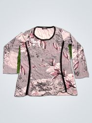 Style by Vet Grey Floral Printed Long-Sleeve Blous..