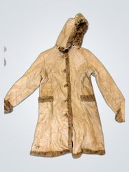 Unbranded Suede Fur-Trimmed Hooded Coat