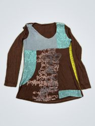 Retro Chic Patchwork Printed Long Sleeve Blouse