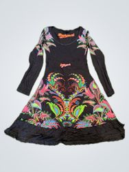 Desigual Floral Embroidered Black Midi Dress