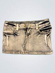 Fishbone Denim Mini Skirt