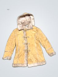 Huage Faux Suede Hooded Toggle Coat