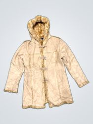 Monika Beige Hooded Suede Jacket