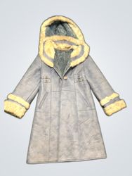 Unbranded Light Blue Faux Fur Hooded Coat