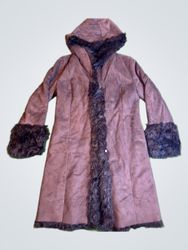 Brown Faux Fur Trimmed Hooded Coat