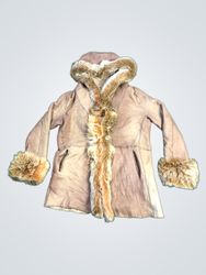 Shearling Coat with Fur Trim