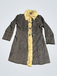 Miss H. Women's Black Faux Suede Fur Lined Coat
