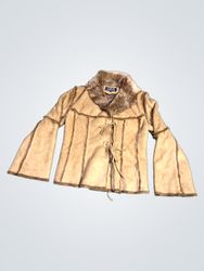 YUNJEI YUNJEISHIZHUANG Women's Brown Suede Faux Fu..