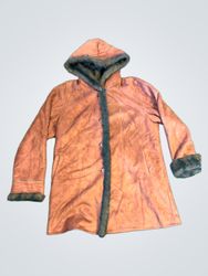 Brown Hooded Faux Fur Trimmed Coat