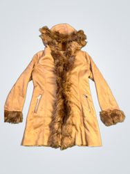 Brown Faux Fur Hooded Coat