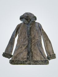 Black Faux Fur Hooded Coat
