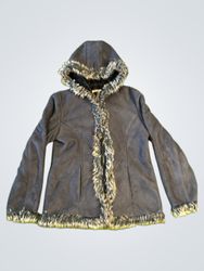 Beatific Women's Faux Suede Fur Lined Hooded Jacke..