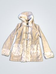 Topshop Petite Faux Suede Fur Lined Duffle Coat
