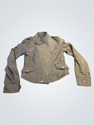 Moni To Women's Gray Asymmetrical Zipper Jacket
