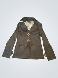 Lunii Black Button-Up Jacket with Geometric Lining