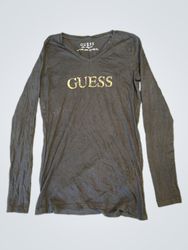 Guess Langarm-V-Ausschnitt-T-Shirt