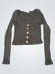 Hollister Ribbed Long-Sleeve Cropped Top