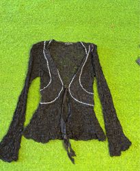 New Femininity Black Textured Cardigan