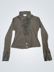 Blanc Nature Black Ruffled Button-Up Shirt