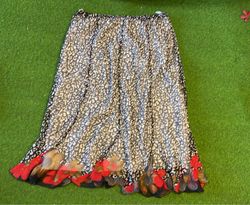 Flowy Skirt with Animal Print and Floral Hem