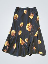 Black Skirt with Rose Print