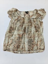 Ann Taylor Printed Ruffle Blouse