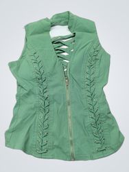 Green Lace-up Corset Style Vest