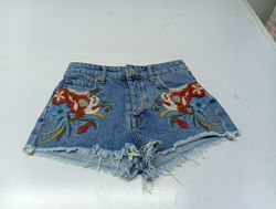 Bershka Embroidered Denim Shorts