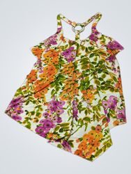 CANE & COUTURE Floral Print Halter Top with Ring D..