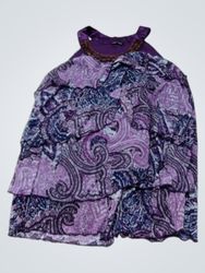 Penningtons Purple Paisley Tiered Beaded Neck Halt..