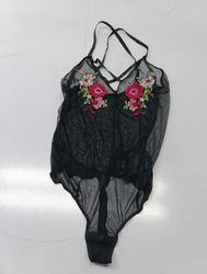 Secret Possessions Black Embroidered Mesh Teddy
