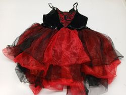 Red and Black Tulle Dress with Roses