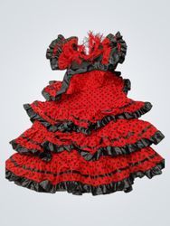 Red and Black Polka Dot Ruffled Dress