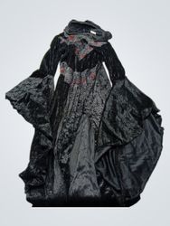 Black Velvet Dress with Spiderweb Design