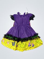 Girls Purple Striped Mad Hatter Dress