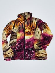 Michael Tyler Women's Sequined Tiger Print Zip-Up ..