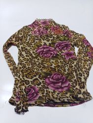 Leopard and Floral Print Long Sleeve Top